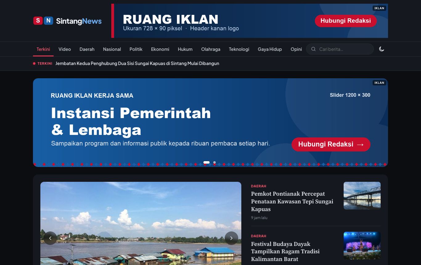 Beranda desktop mode gelap