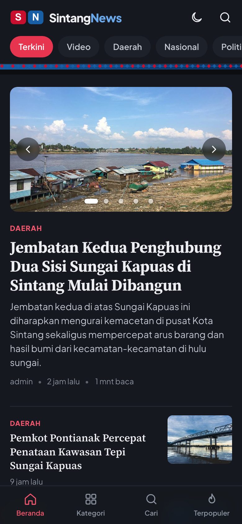 Beranda HP mode gelap